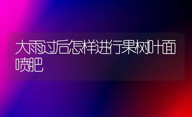 大雨过后怎样进行果树叶面喷肥 | 瓜果种植