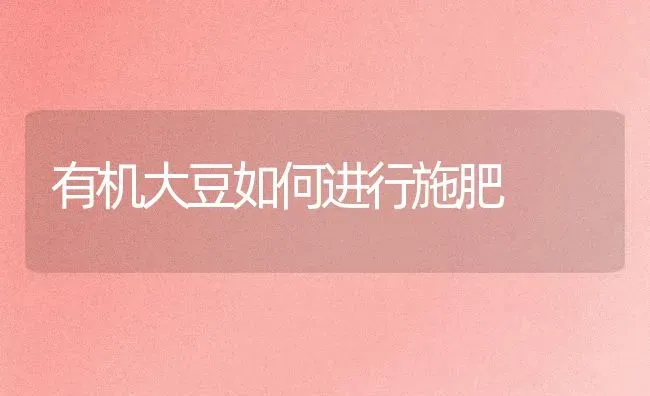 有机大豆如何进行施肥 | 粮油作物种植