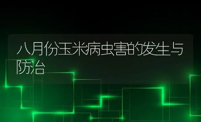 八月份玉米病虫害的发生与防治 | 种植病虫害防治