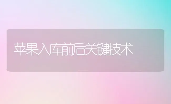 苹果入库前后关键技术 | 瓜果种植
