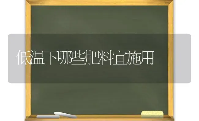 低温下哪些肥料宜施用 | 种植肥料施肥