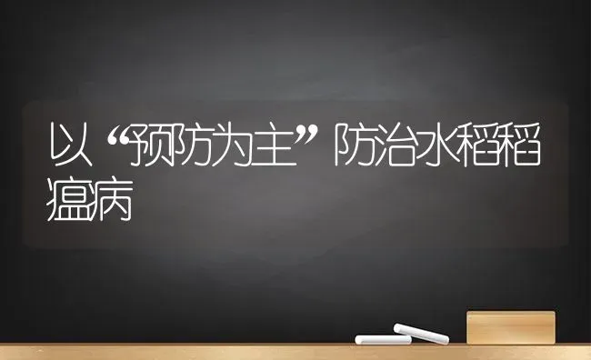 以“预防为主”防治水稻稻瘟病 | 粮油作物种植