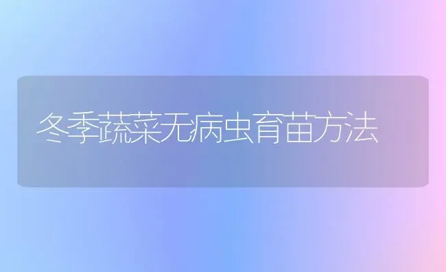 冬季蔬菜无病虫育苗方法 | 蔬菜种植