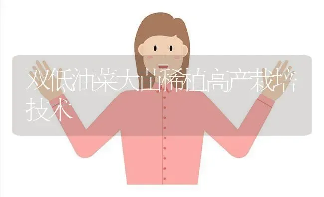 双低油菜大苗稀植高产栽培技术 | 粮油作物种植
