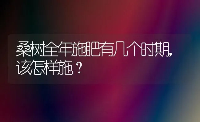 桑树全年施肥有几个时期，该怎样施？ | 种植肥料施肥