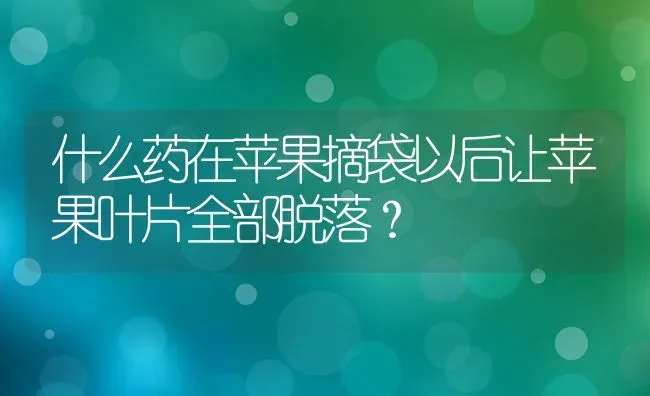 什么药在苹果摘袋以后让苹果叶片全部脱落？ | 瓜果种植