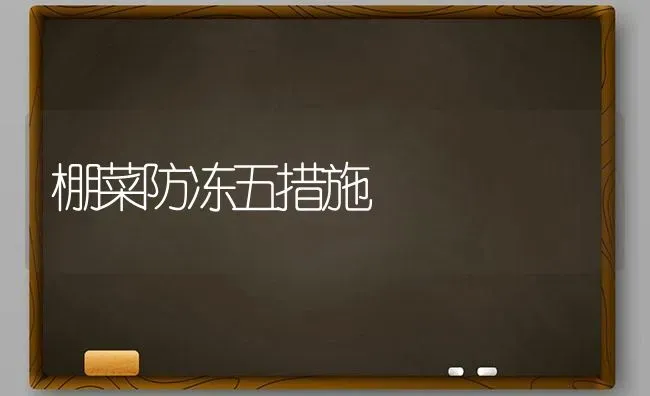 棚菜防冻五措施 | 蔬菜种植