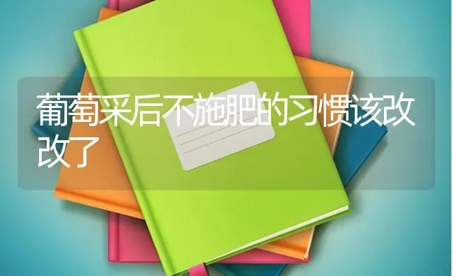 葡萄采后不施肥的习惯该改改了 | 种植肥料施肥