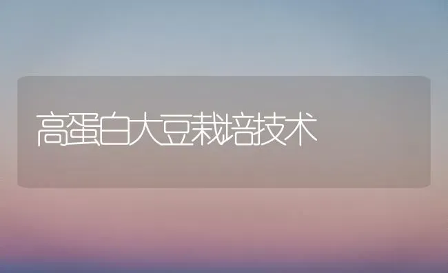 高蛋白大豆栽培技术 | 粮油作物种植