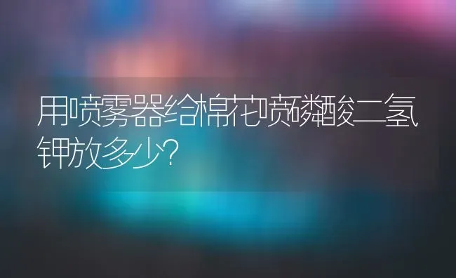 用喷雾器给棉花喷磷酸二氢钾放多少？ | 粮油作物种植