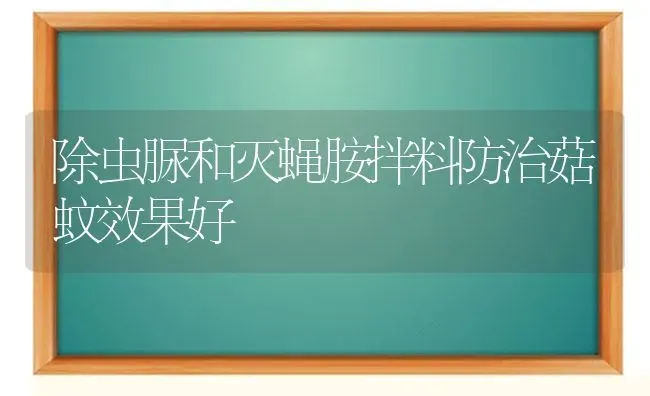 除虫脲和灭蝇胺拌料防治菇蚊效果好 | 瓜果种植