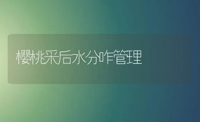 樱桃采后水分咋管理 | 瓜果种植