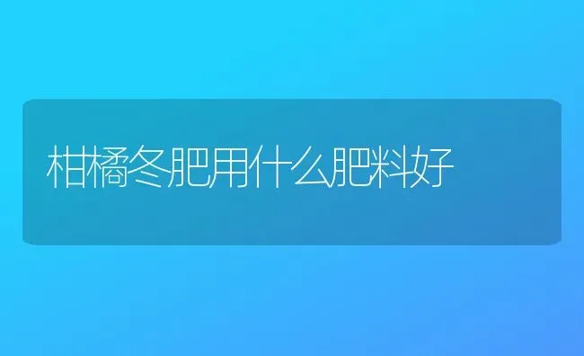 柑橘冬肥用什么肥料好 | 种植肥料施肥