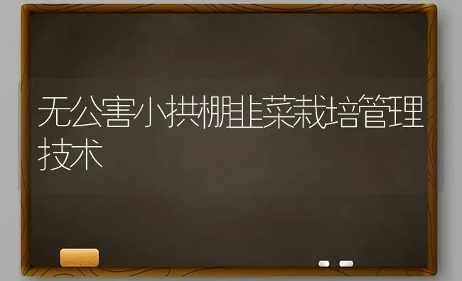 无公害小拱棚韭菜栽培管理技术 | 蔬菜种植