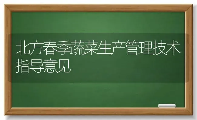 北方春季蔬菜生产管理技术指导意见 | 蔬菜种植