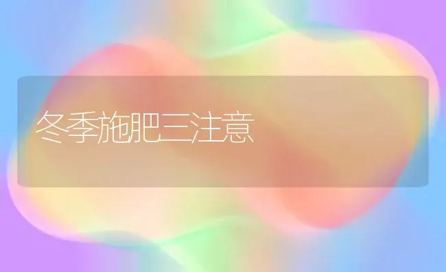 冬季施肥三注意 | 种植肥料施肥