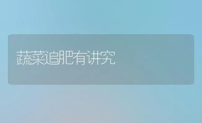 蔬菜追肥有讲究 | 蔬菜种植