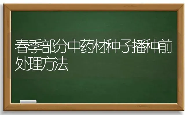 春季部分中药材种子播种前处理方法 | 药材种植