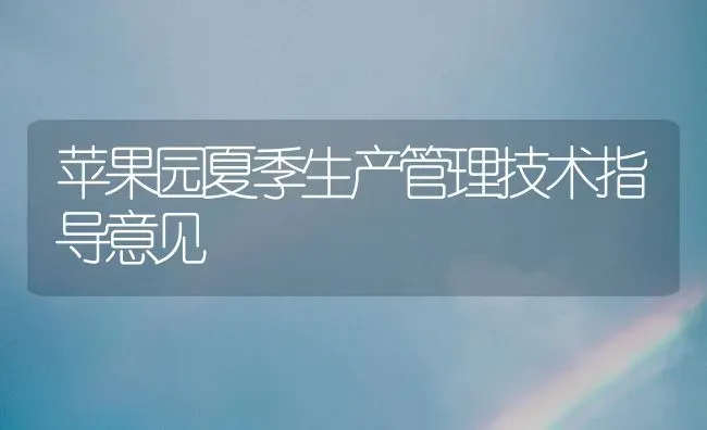 苹果园夏季生产管理技术指导意见 | 瓜果种植
