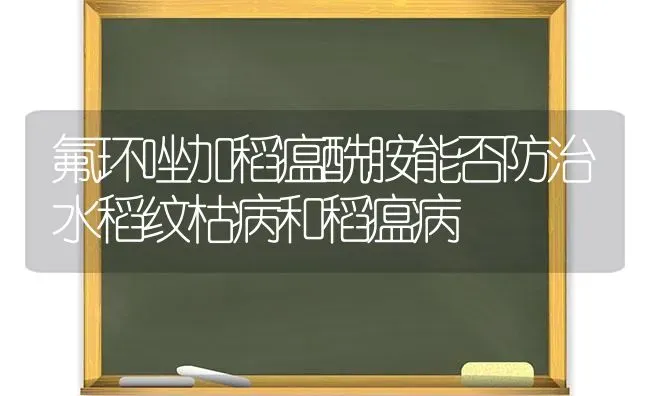 氟环唑加稻瘟酰胺能否防治水稻纹枯病和稻瘟病 | 粮油作物种植