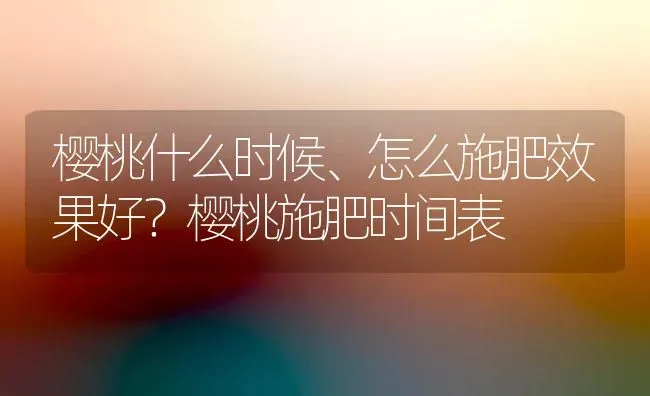 樱桃什么时候、怎么施肥效果好？樱桃施肥时间表 | 瓜果种植