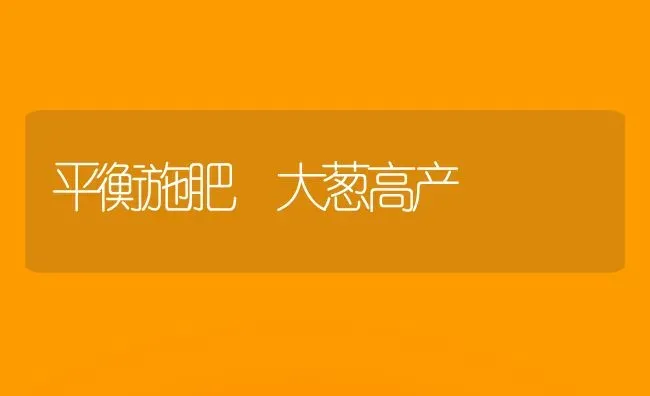 平衡施肥 大葱高产 | 种植肥料施肥
