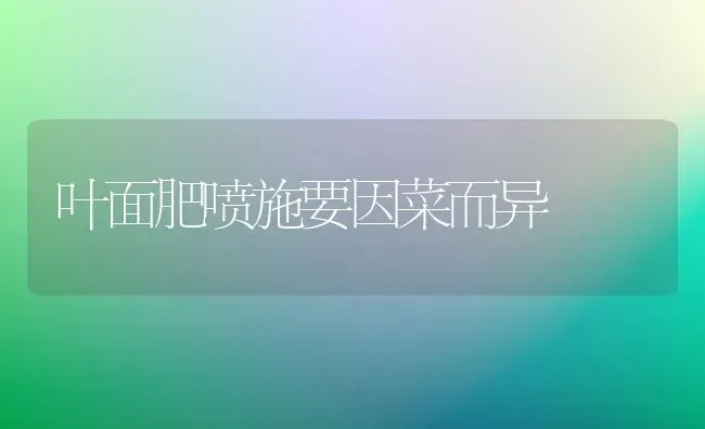 叶面肥喷施要因菜而异 | 蔬菜种植