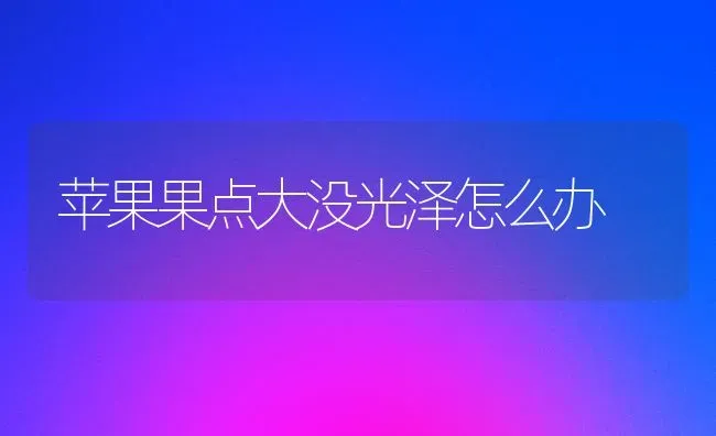 苹果果点大没光泽怎么办 | 瓜果种植