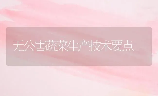 无公害蔬菜生产技术要点 | 蔬菜种植