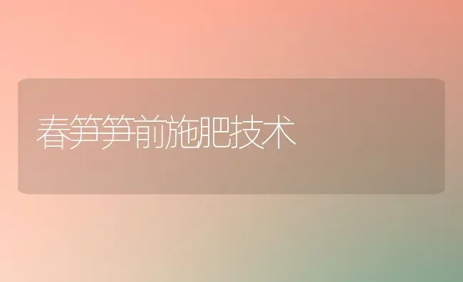 春笋笋前施肥技术 | 种植肥料施肥