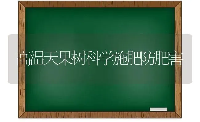 高温天果树科学施肥防肥害 | 瓜果种植