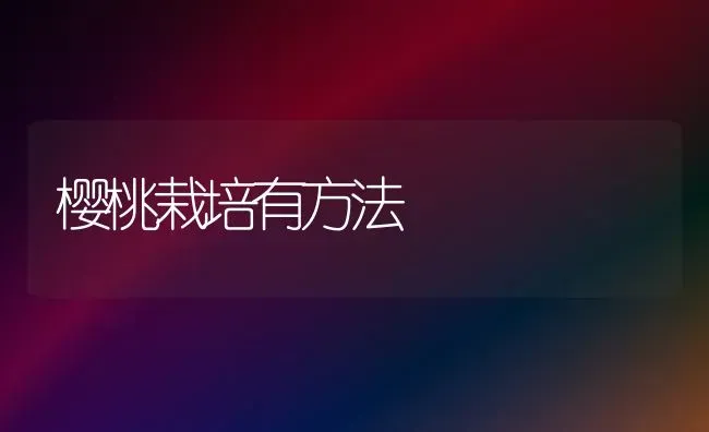 樱桃栽培有方法 | 瓜果种植