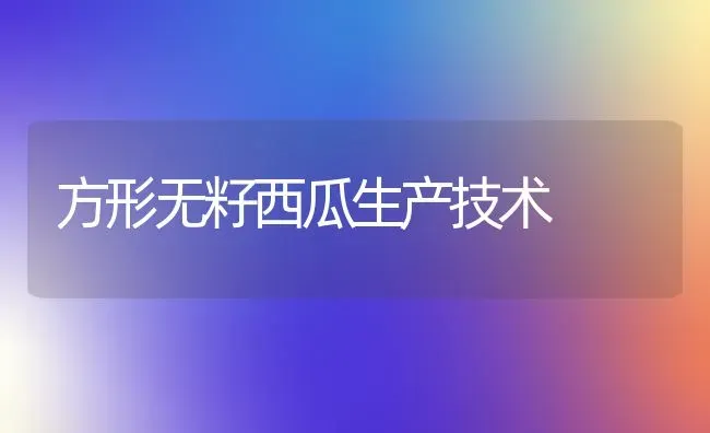 方形无籽西瓜生产技术 | 瓜果种植