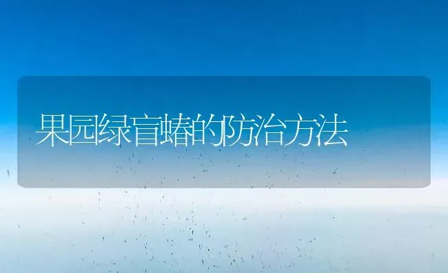 果园绿盲蝽的防治方法 | 瓜果种植