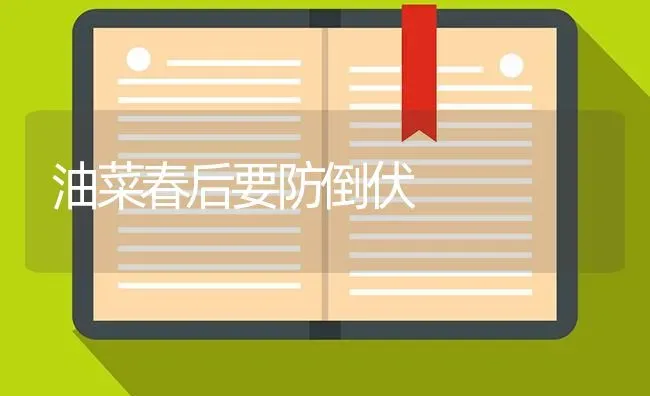 油菜春后要防倒伏 | 粮油作物种植