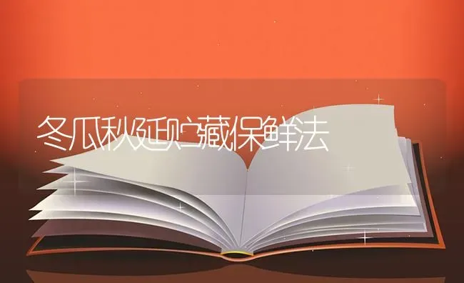 冬瓜秋延贮藏保鲜法 | 蔬菜种植