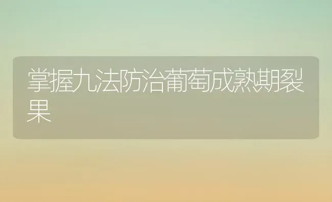 掌握九法防治葡萄成熟期裂果 | 瓜果种植