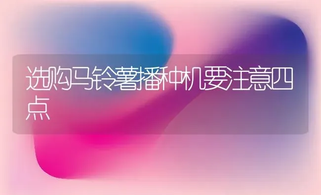 选购马铃薯播种机要注意四点 | 粮油作物种植