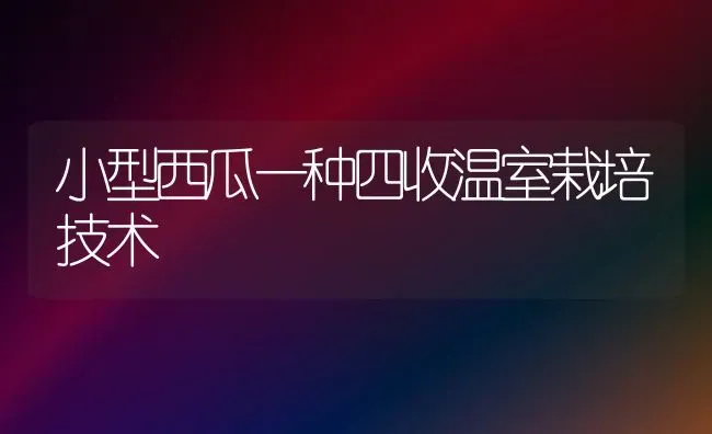 小型西瓜一种四收温室栽培技术 | 瓜果种植