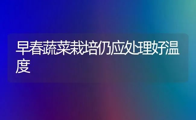 早春蔬菜栽培仍应处理好温度 | 蔬菜种植
