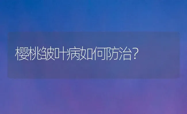 樱桃皱叶病如何防治？ | 瓜果种植