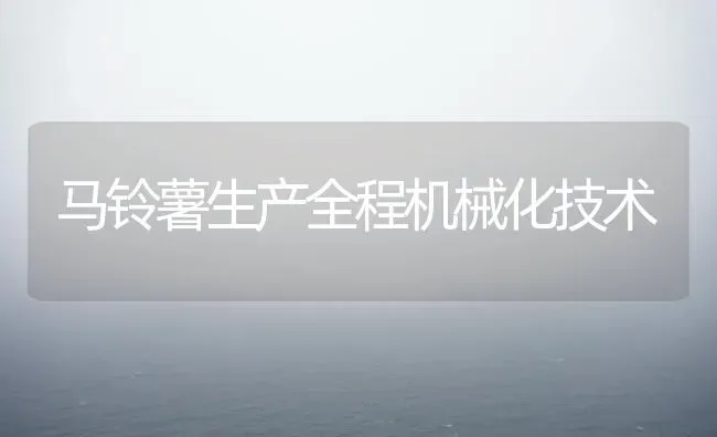 马铃薯生产全程机械化技术 | 粮油作物种植