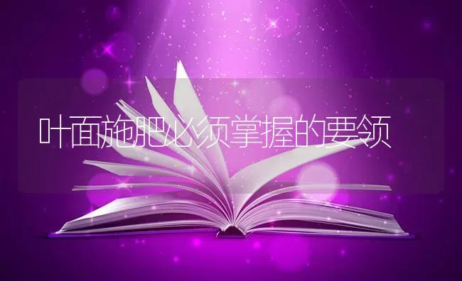 叶面施肥必须掌握的要领 | 种植肥料施肥