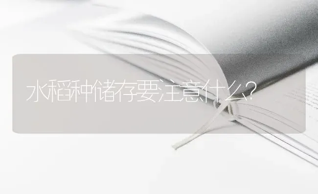 水稻种储存要注意什么？ | 粮油作物种植