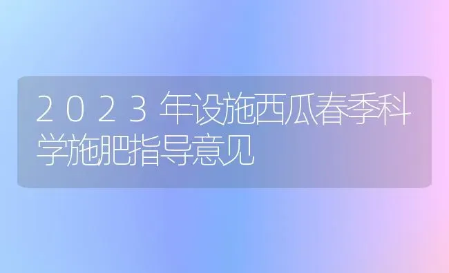 2023年设施西瓜春季科学施肥指导意见 | 种植肥料施肥