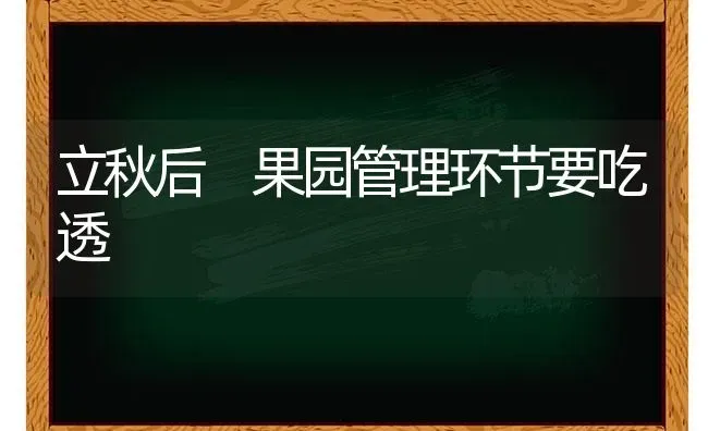 立秋后 果园管理环节要吃透 | 瓜果种植