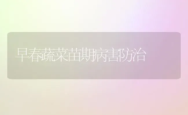 早春蔬菜苗期病害防治 | 蔬菜种植