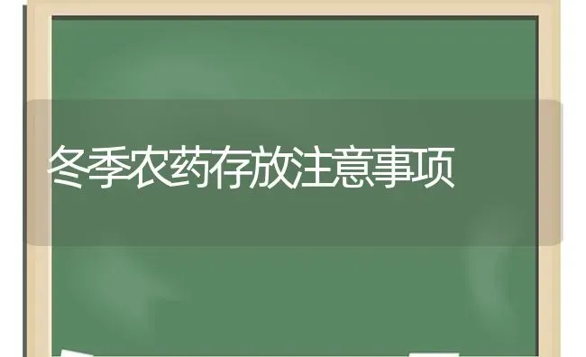 冬季农药存放注意事项 | 种植病虫害防治