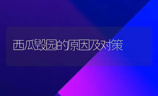西瓜毁园的原因及对策 | 瓜果种植