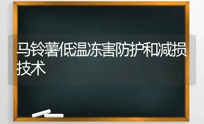 马铃薯低温冻害防护和减损技术 | 粮油作物种植